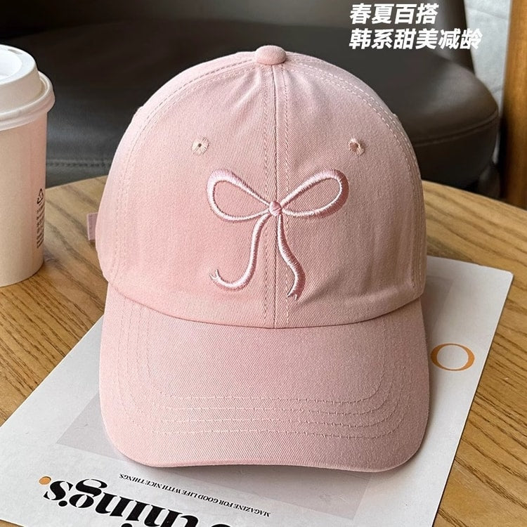 Sweet Bow Bow Baseball Cap for Women Fashion Hat Adjustable Snapback