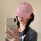 Sweet Bow Bow Baseball Cap for Women Fashion Hat Adjustable Snapback