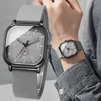 Casual Silicone Strap Quartz Watches, Sports Wristwatch for Men, Women, Students, Fashion Square Women's Watch