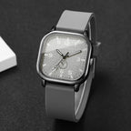 Casual Silicone Strap Quartz Watches, Sports Wristwatch for Men, Women, Students, Fashion Square Women's Watch