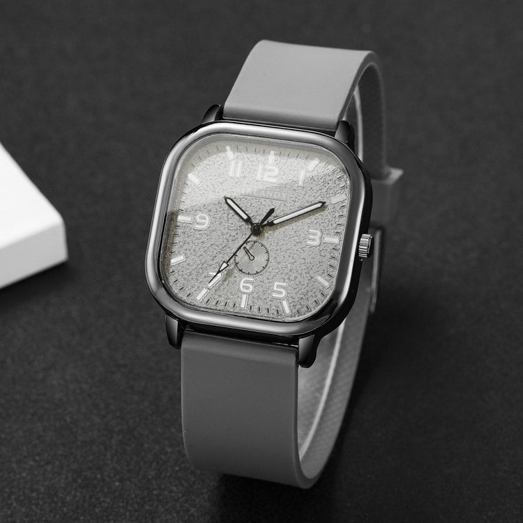 Casual Silicone Strap Quartz Watches, Sports Wristwatch for Men, Women, Students, Fashion Square Women's Watch