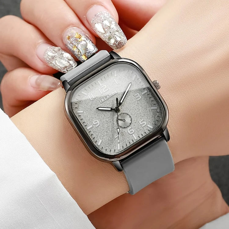 Casual Silicone Strap Quartz Watches, Sports Wristwatch for Men, Women, Students, Fashion Square Women's Watch