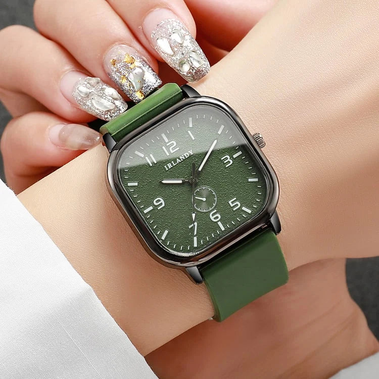 Casual Silicone Strap Quartz Watches, Sports Wristwatch for Men, Women, Students, Fashion Square Women's Watch