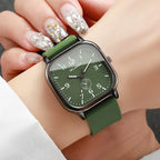 Casual Silicone Strap Quartz Watches, Sports Wristwatch for Men, Women, Students, Fashion Square Women's Watch