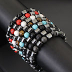 Premium Men Bracelet, Howlite, Hematite, Tiger Eyes, Homme Cycling Decoration