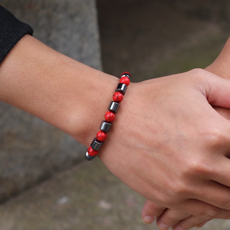 Premium Men Bracelet, Howlite, Hematite, Tiger Eyes, Homme Cycling Decoration