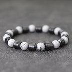 Premium Men Bracelet, Howlite, Hematite, Tiger Eyes, Homme Cycling Decoration
