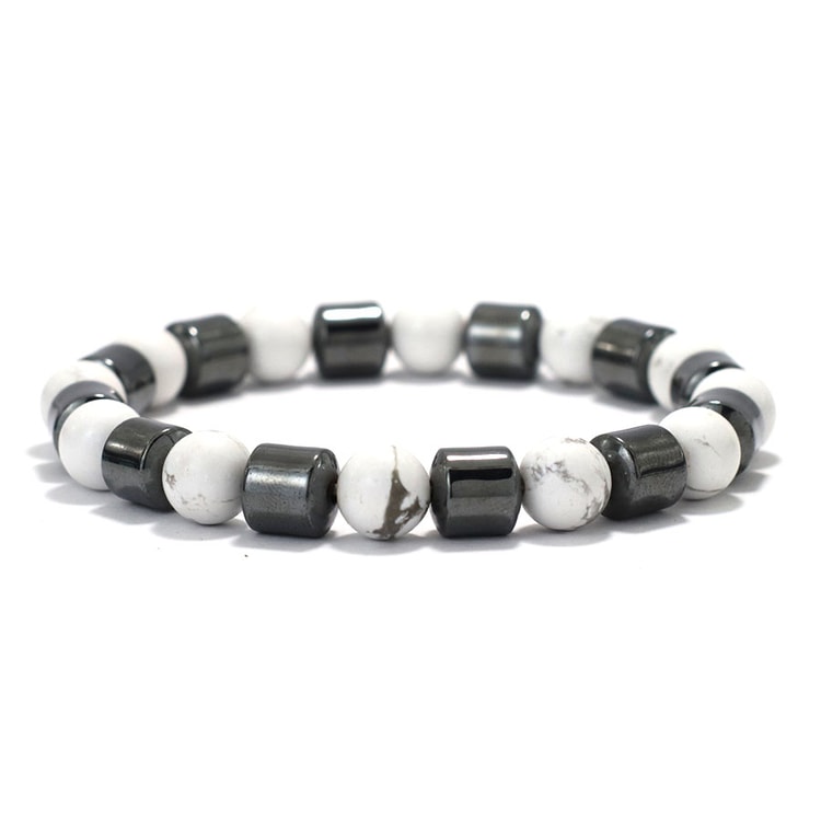 Premium Men Bracelet, Howlite, Hematite, Tiger Eyes, Homme Cycling Decoration