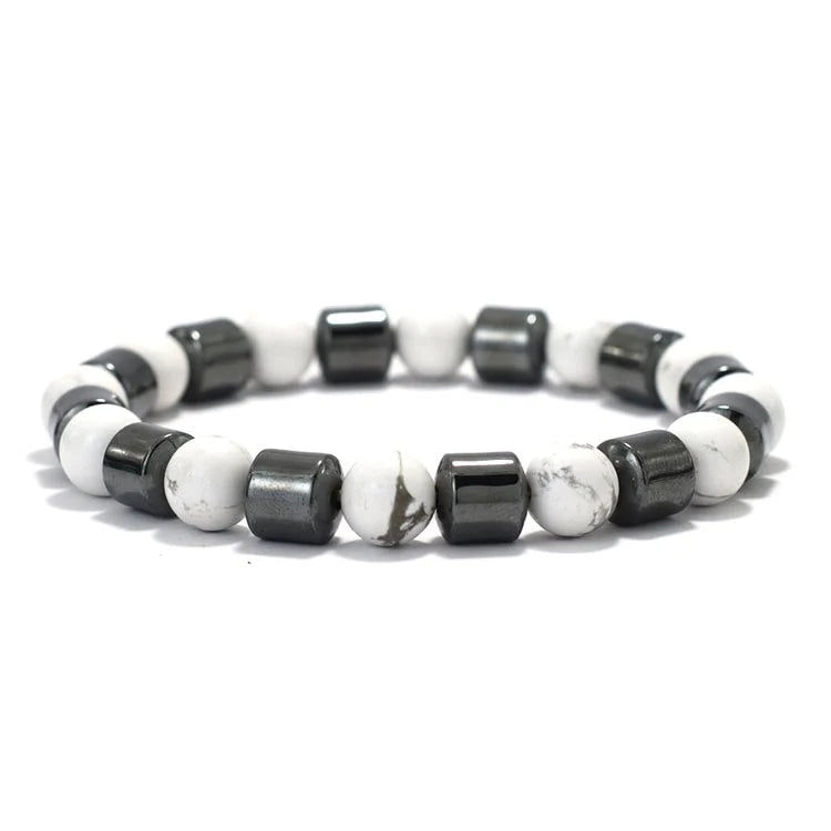 Premium Men Bracelet, Howlite, Hematite, Tiger Eyes, Homme Cycling Decoration