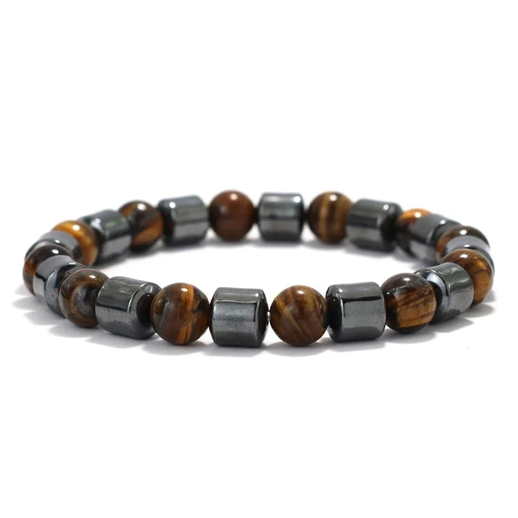 Premium Men Bracelet, Howlite, Hematite, Tiger Eyes, Homme Cycling Decoration