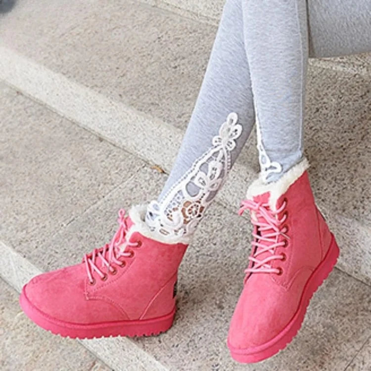 Womens Plush Velvet Winter Boots Cozy Round Toe Casual Footwear