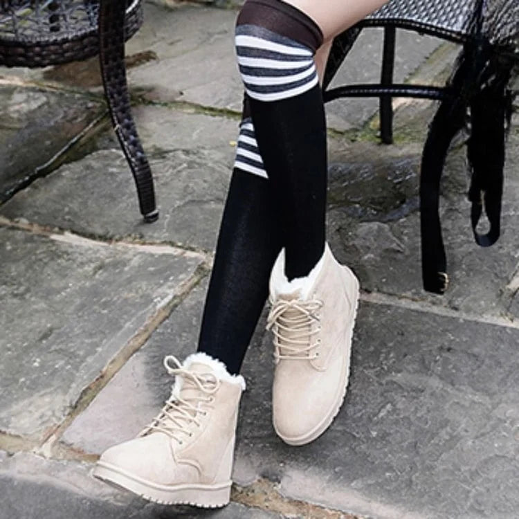 Womens Plush Velvet Winter Boots Cozy Round Toe Casual Footwear