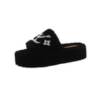 Women's Fur Slides Summer Flip Flops Party Plush Shoes Furry Home Footwear