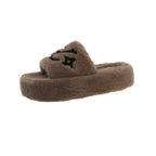 Women's Fur Slides Summer Flip Flops Party Plush Shoes Furry Home Footwear