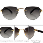 Rimless Sunglasses for Women Luxury Metal Oval Sunglasses