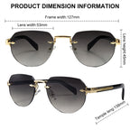 Rimless Sunglasses for Women Luxury Metal Oval Sunglasses