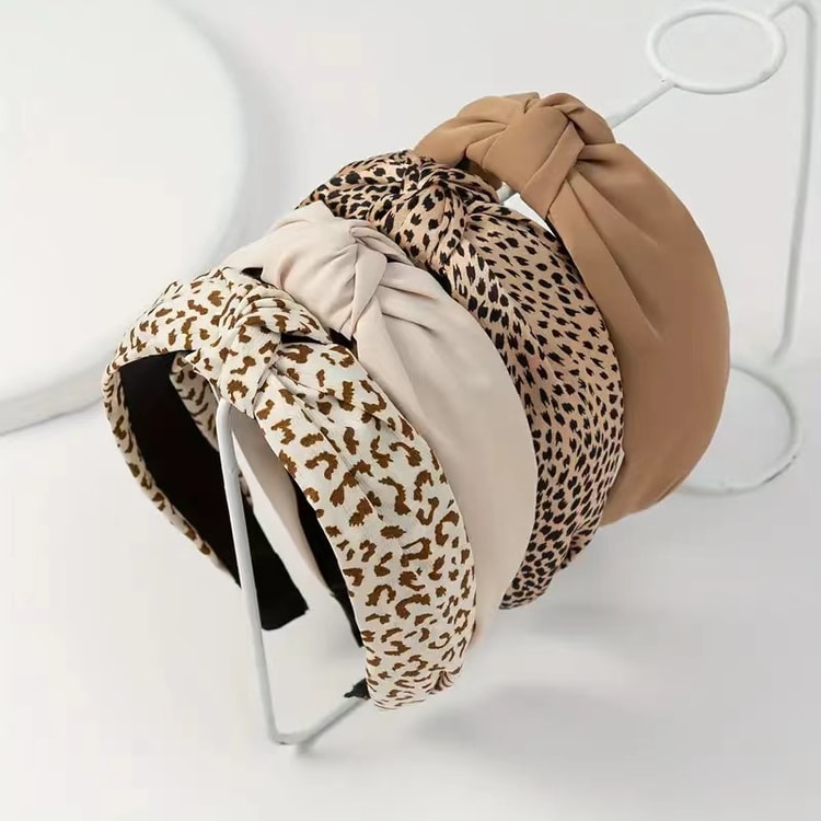 Leopard Print Knotted Headband Women Fabric Hair Accessories