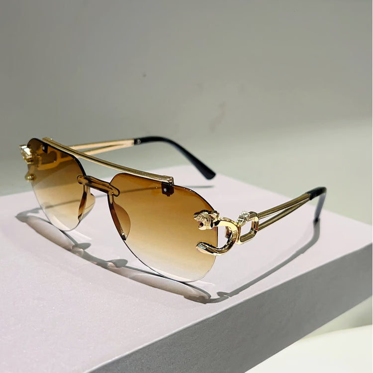 Rimless Pilot Sunglasses with Gradient Lenses