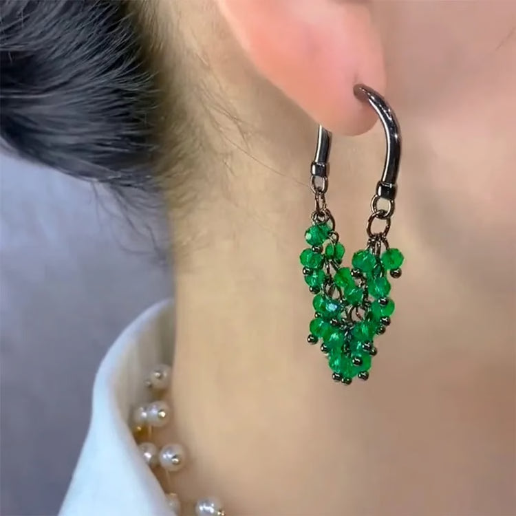 Green & Red Crystal Beaded Earrings for Women – Fashion Jewelry Gift