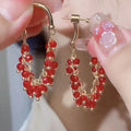 Green & Red Crystal Beaded Earrings for Women – Fashion Jewelry Gift
