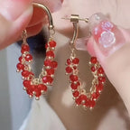 Green & Red Crystal Beaded Earrings for Women – Fashion Jewelry Gift