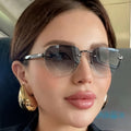 Rimless Sunglasses for Women Luxury Metal Oval Sunglasses