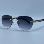 Rimless Sunglasses for Women Luxury Metal Oval Sunglasses