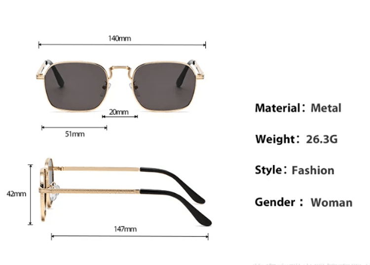 Vintage Square Metal Sunglasses Retro Designer Sunglasses for Men & Women