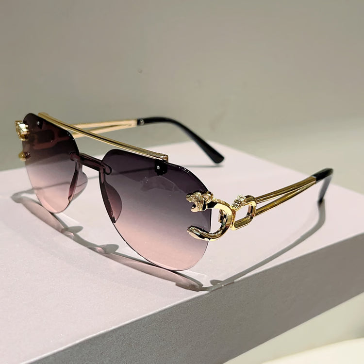Rimless Pilot Sunglasses with Gradient Lenses