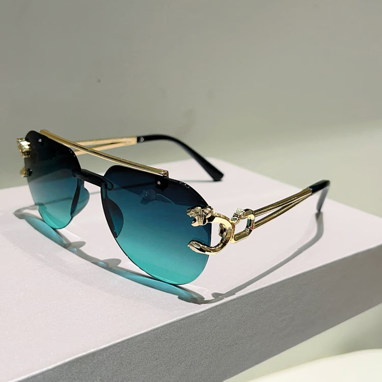 Rimless Pilot Sunglasses with Gradient Lenses
