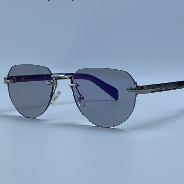 Rimless Sunglasses for Women Luxury Metal Oval Sunglasses