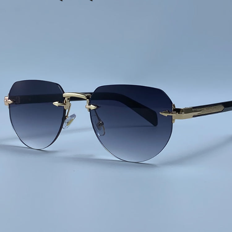 Rimless Sunglasses for Women Luxury Metal Oval Sunglasses