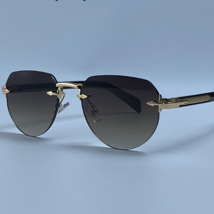 Rimless Sunglasses for Women Luxury Metal Oval Sunglasses